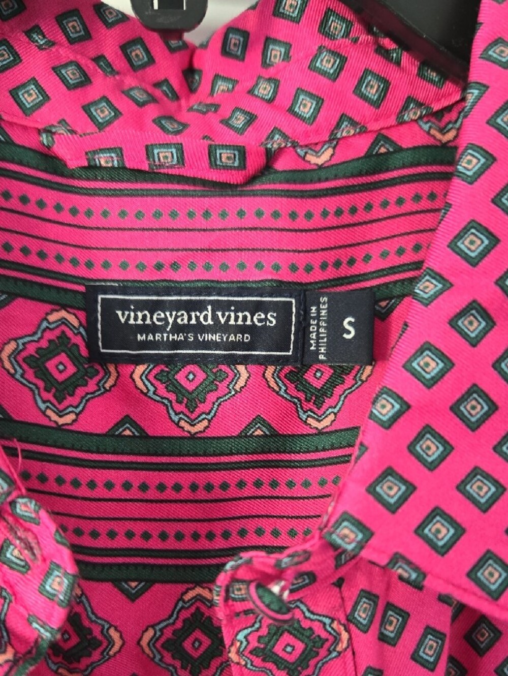 Vineyard Vines Geometric Print Tie-Waist Maxi Shirt Dress - Picture 2 of 4